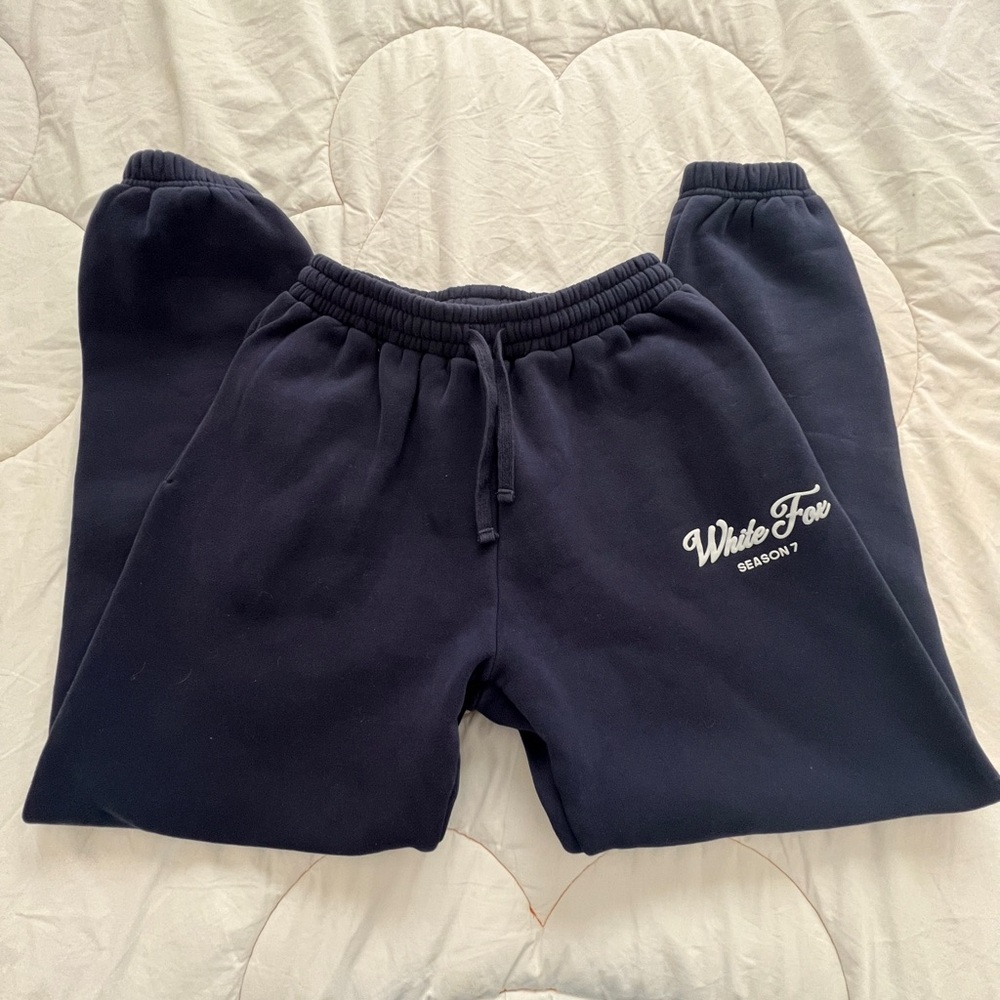 White Fox Navy Sweatpants